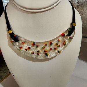 Rainbow Stained Glass Crescent Moon Choker